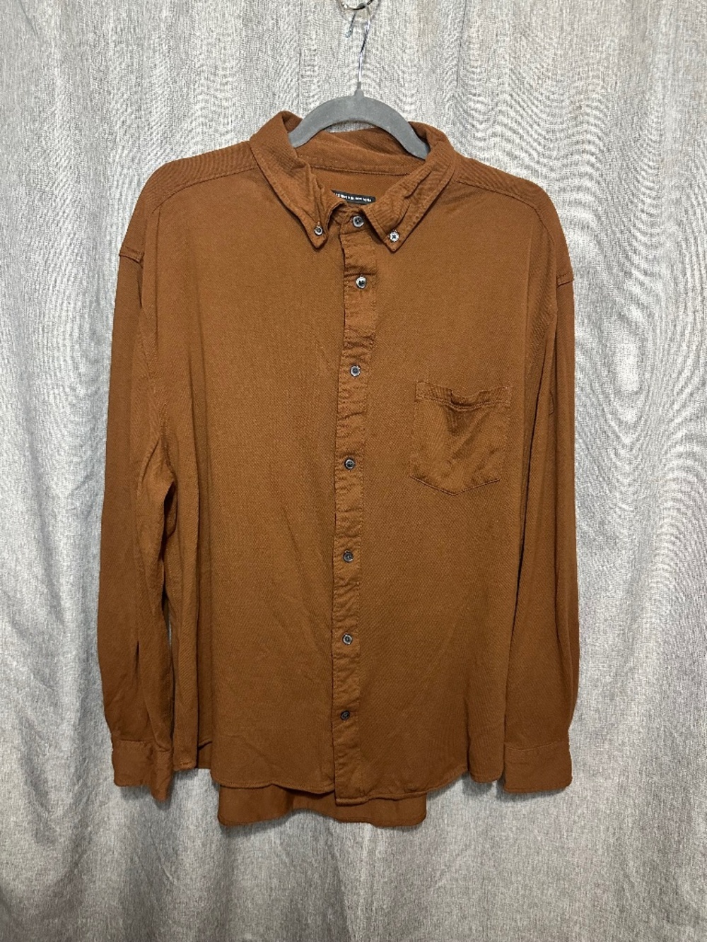 Kenneth Cole New York Men’s Long Sleeve Button Down Shirt Rust Brown Size XL-est